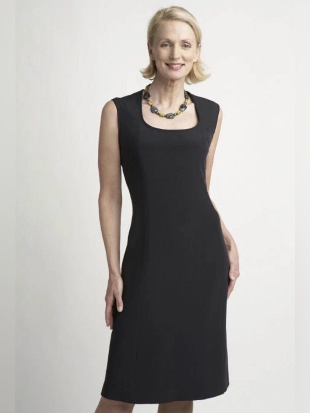 Nina McLemore 100% Silk Black Scoop Neck Dress, Size 10